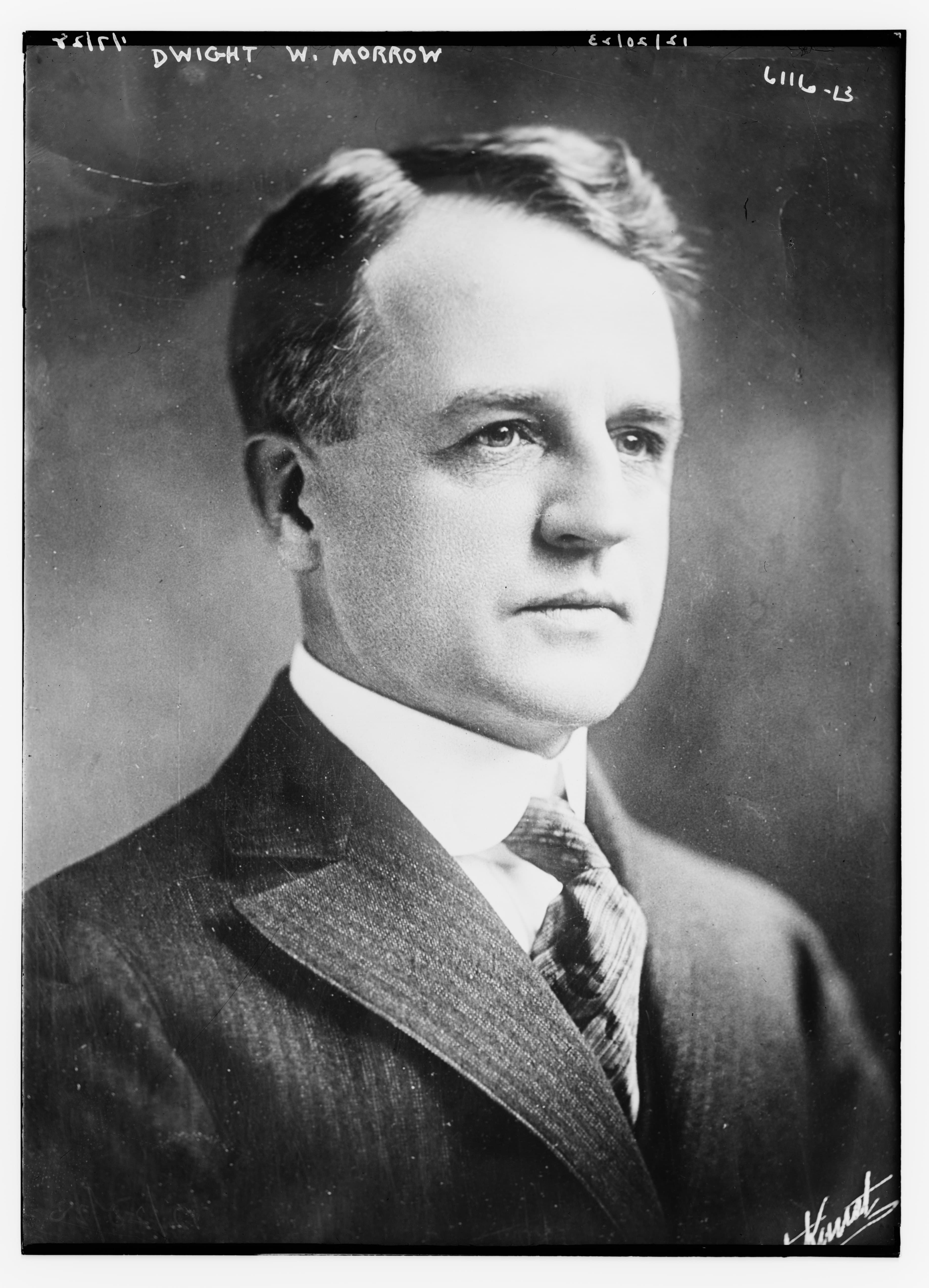 Black-and-white studio portrait of Dwight W. Morrow, head and shoulders, c. 1910–1920
