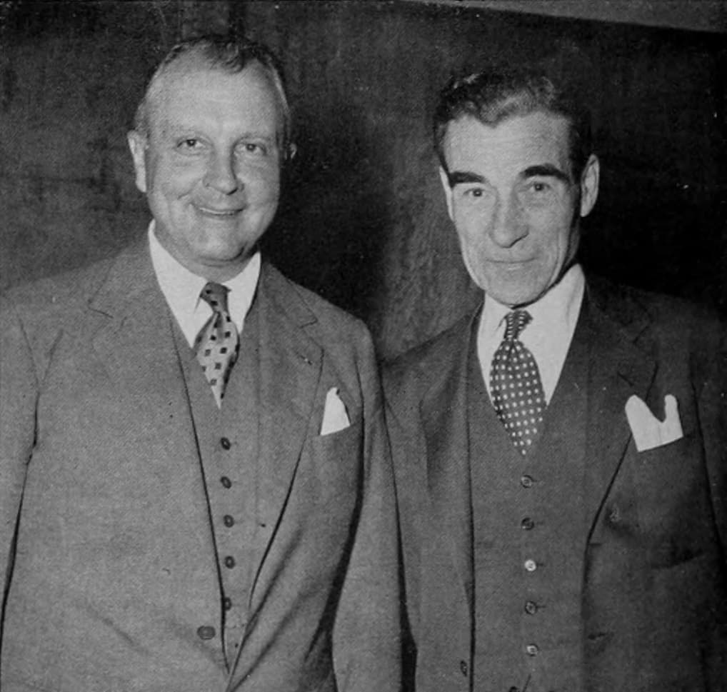 Black-and-white press photograph of Juan Trippe, president of Pan American Airways, c. 1955